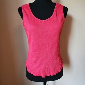 Vintage Newport News 100% Cotton Vibrant Red Ribbed V-Neck Tank Top